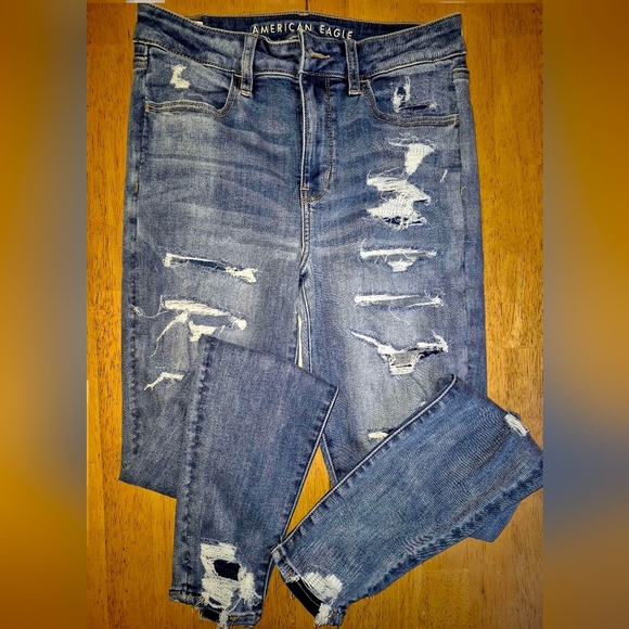 American Eagle Outfitters Blue Skinny Distressed Jeans - Picture 4 of 8